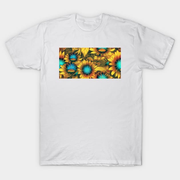 Yellow Sunflower Floral Pattern T-Shirt by FloralPatterns